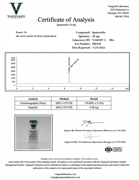 Ipamorelin 10mg analytical report