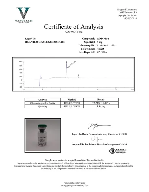 AOD 9604 5 mg analytical report